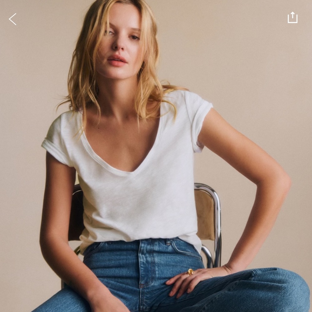 Sezane Malcolm T-shirt Ecru - Size S